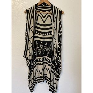Aztec Print Black and Beige Vest